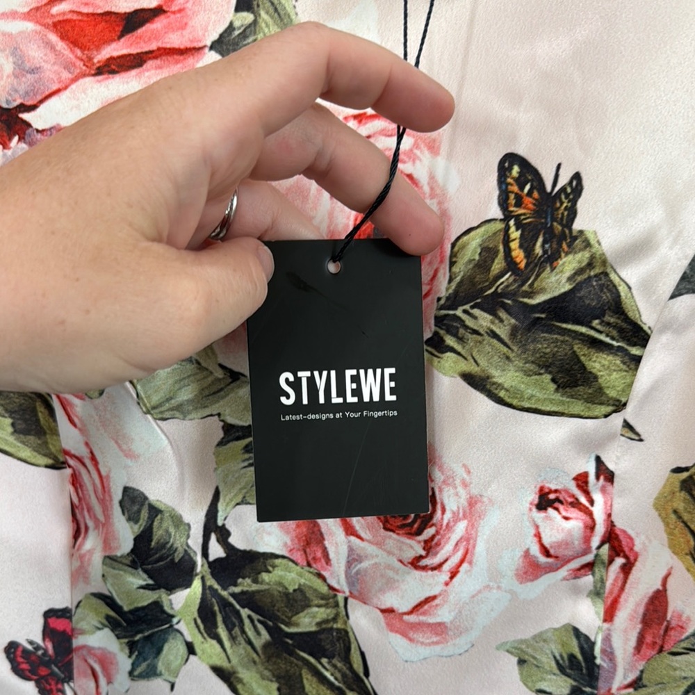 STYLEWE Pink and Green dress with Floral Pattern NWT / C30 - Picture 3 of 5